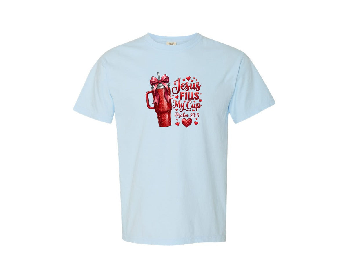 brand:Comfort Colors|color:Chambray|Christian Tumbler Design With Hearts Graphic T-Shirt