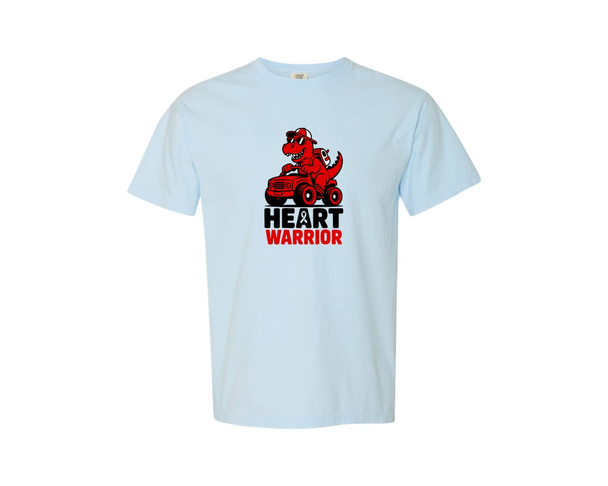 brand:Comfort Colors|color:Chambray|Heart Warrior Dinosaur Awareness Graphic T-Shirt