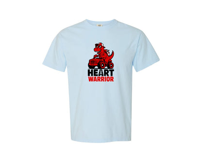 brand:Comfort Colors|color:Chambray|Heart Warrior Dinosaur Awareness Graphic T-Shirt