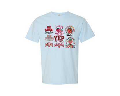 brand:Comfort Colors|color:Chambray|Love Heart Valentine Graphic T-Shirt