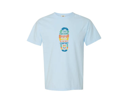 brand:Comfort Colors|color:Chambray|Papa Footstep This Awesome Papa Grandpa Graphic T-Shirt