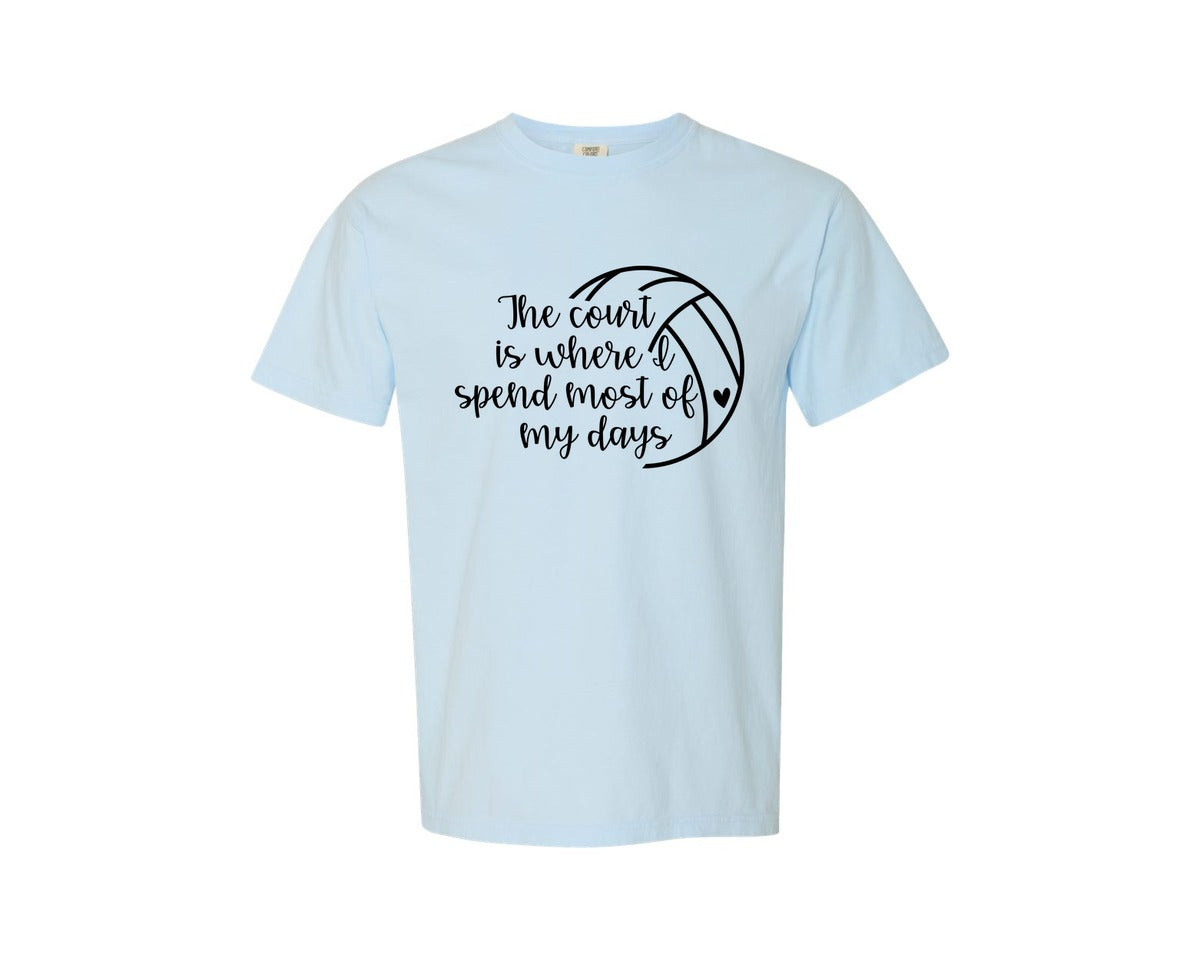 brand:Comfort Colors|color:Chambray|Volleyball Mom 24 Graphic T-Shirt