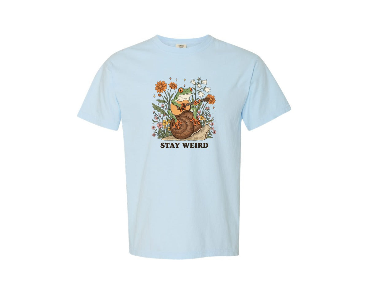 brand:Comfort Colors|color:Chambray|Stay Weird Witchy Halloween Gothic Frog 2 Graphic T-Shirt