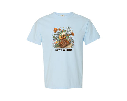 brand:Comfort Colors|color:Chambray|Stay Weird Witchy Halloween Gothic Frog 2 Graphic T-Shirt