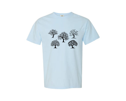 brand:Comfort Colors|color:Chambray|Fall Tree Silhouettes Tree Of Life Graphic T-Shirt