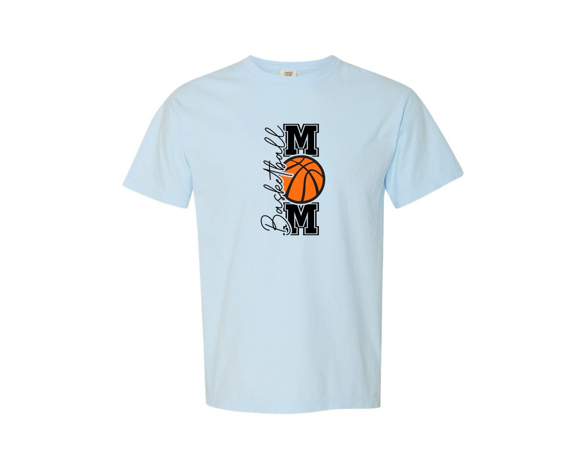 brand:Comfort Colors|color:Chambray|Basketball Mom Coquette Bow 2 Graphic T-Shirt