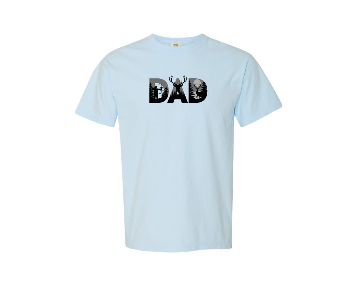 brand:Comfort Colors|color:Chambray|Deer Hunting Dad Fathers Day Graphic T-Shirt