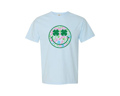 brand:Comfort Colors|color:Chambray|Lucky Charm Smiley Face Lucky Graphic T-Shirt