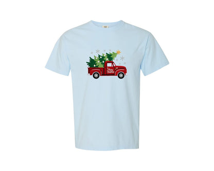 brand:Comfort Colors|color:Chambray|Merry Christmas Saying Graphic T-Shirt