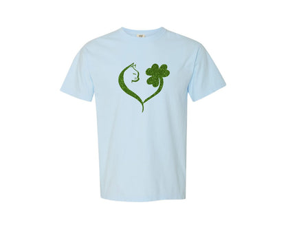brand:Comfort Colors|color:Chambray|Cat Shamrock St Patricks Day Graphic T-Shirt