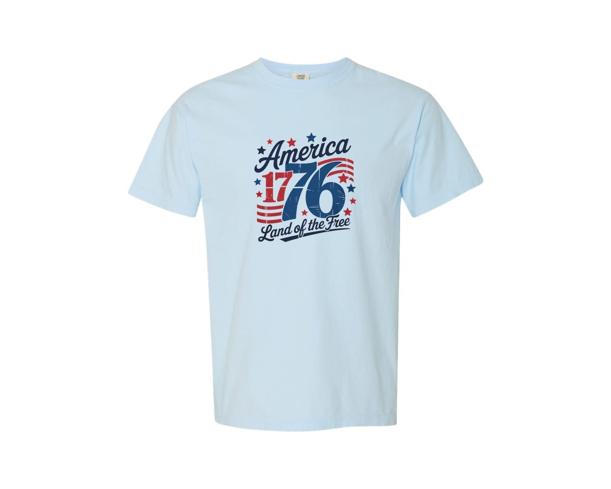 brand:Comfort Colors|color:Chambray|1776 America 4Th Of July 1776 3 Graphic T-Shirt