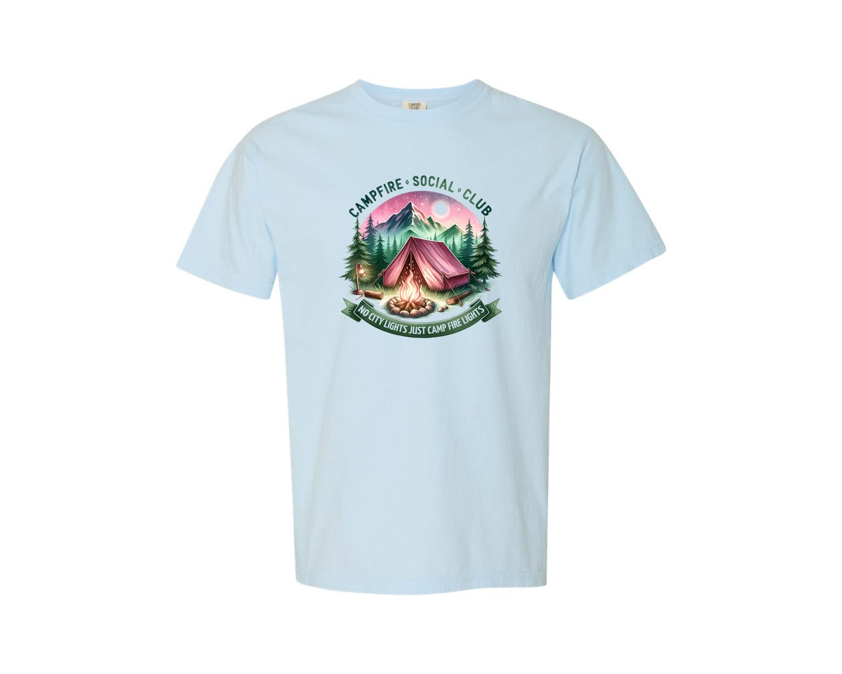 brand:Comfort Colors|color:Chambray|Campfire Social Club Camping Graphic T-Shirt