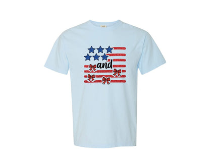 brand:Comfort Colors|color:Chambray|Stars And Stripes American Flag Graphic T-Shirt