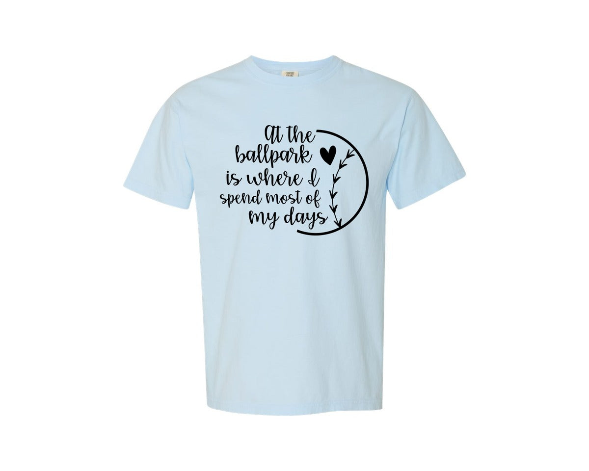 brand:Comfort Colors|color:Chambray|Baseball Mom Softball Mom 2 Graphic T-Shirt