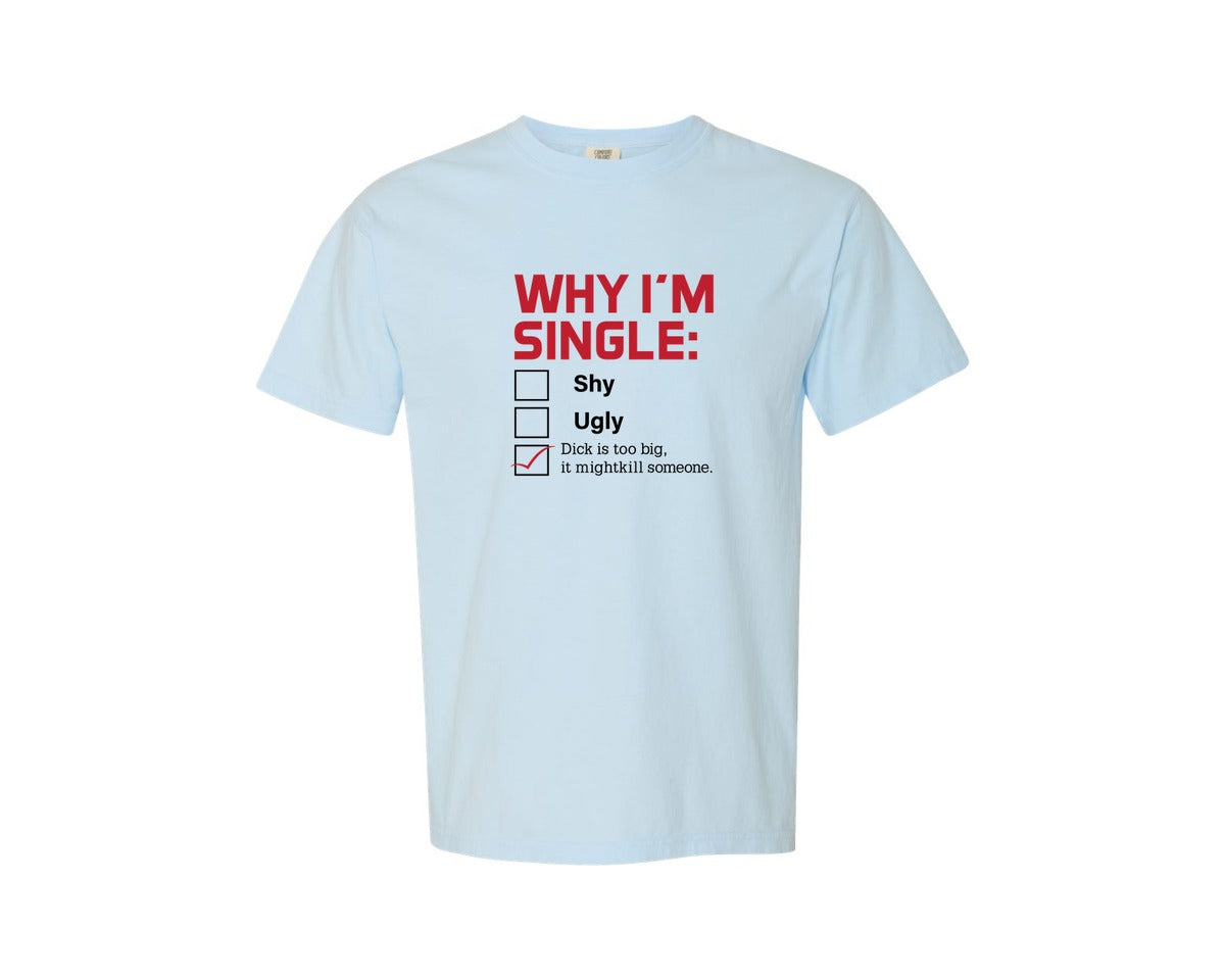 brand:Comfort Colors|color:Chambray|Funny Why Im Single Checklist Love Graphic T-Shirt