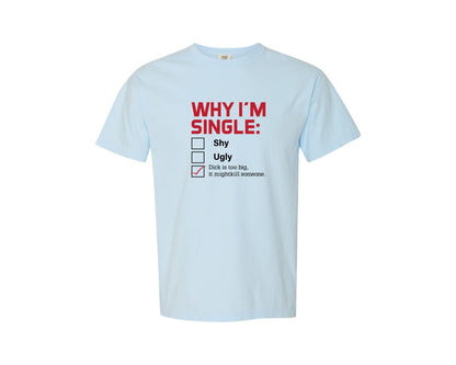 brand:Comfort Colors|color:Chambray|Funny Why Im Single Checklist Love Graphic T-Shirt