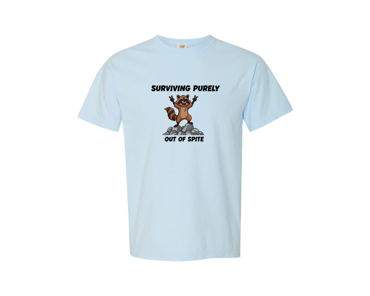 brand:Comfort Colors|color:Chambray|Sarcastic Raccoon Surviving Purely Out 9 Graphic T-Shirt