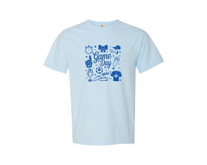 brand:Comfort Colors|color:Chambray|Soccer Doodles Game Day Graphic T-Shirt