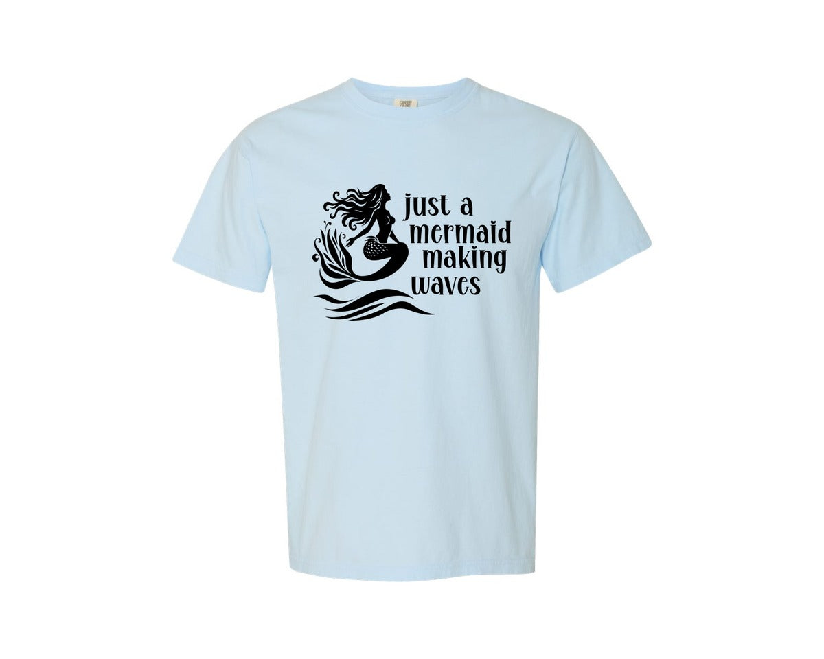 brand:Comfort Colors|color:Chambray|Mermaid Making Waves For Cricut Graphic T-Shirt