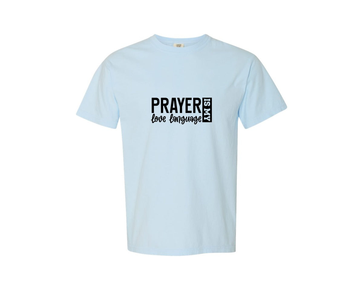 brand:Comfort Colors|color:Chambray|Pray With Me Christian Front Back Graphic T-Shirt
