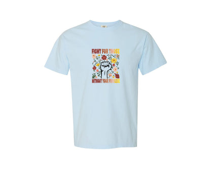 brand:Comfort Colors|color:Chambray|Fight Forthose Floral Graphic T-Shirt