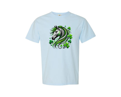 brand:Comfort Colors|color:Chambray|St Patricks Day Horse Lucky Graphic T-Shirt