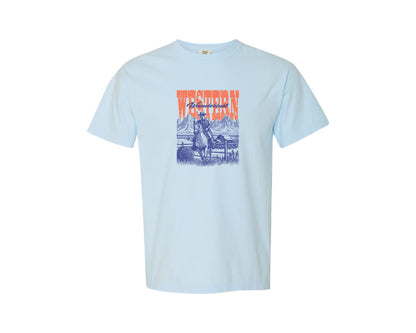 brand:Comfort Colors|color:Chambray|Western Wanderlust Cowboy Rodeo Vintage Graphic T-Shirt