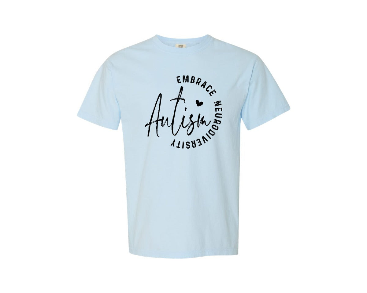 brand:Comfort Colors|color:Chambray|Embrace Neurodiversity Autism Graphic T-Shirt
