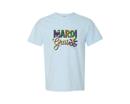 brand:Comfort Colors|color:Chambray|Faux Yarn Mardi Gras Crochet 15 Graphic T-Shirt