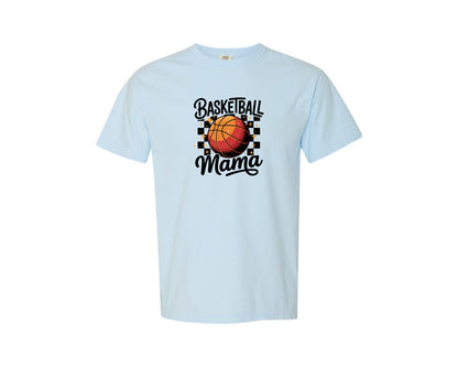 brand:Comfort Colors|color:Chambray|Basketball Mama Retro Basketball Mom Graphic T-Shirt
