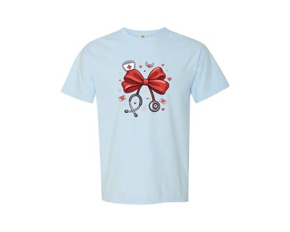 brand:Comfort Colors|color:Chambray|Preppy Nurse Valentine Pngvalentine Graphic T-Shirt