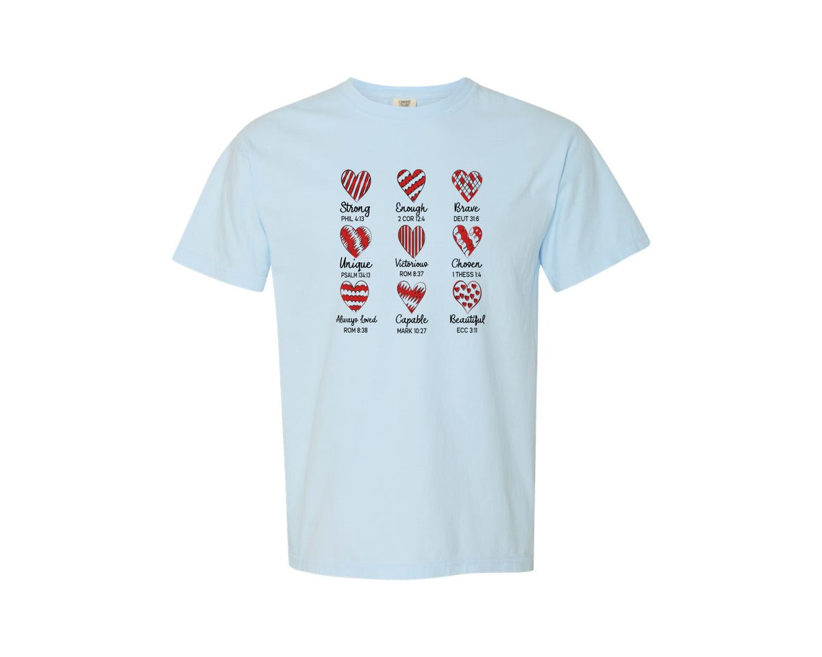 brand:Comfort Colors|color:Chambray|God Says I Am Valentine Christian Graphic T-Shirt