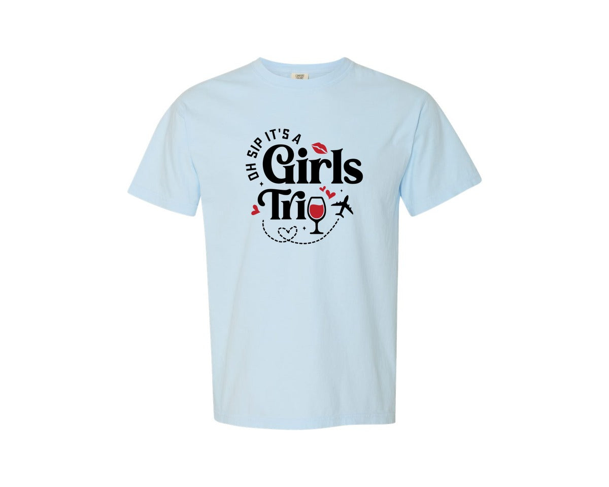 brand:Comfort Colors|color:Chambray|Oh Sip Its A Girls Trip Graphic T-Shirt