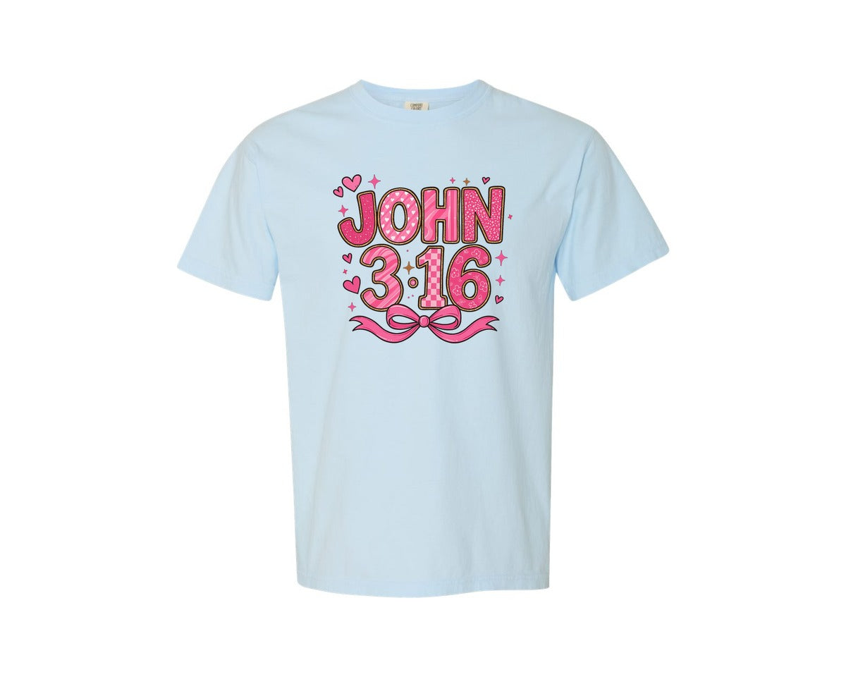 brand:Comfort Colors|color:Chambray|John 3 16 Jesus Is My Valentine Graphic T-Shirt