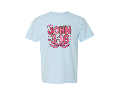 brand:Comfort Colors|color:Chambray|John 3 16 Jesus Is My Valentine Graphic T-Shirt