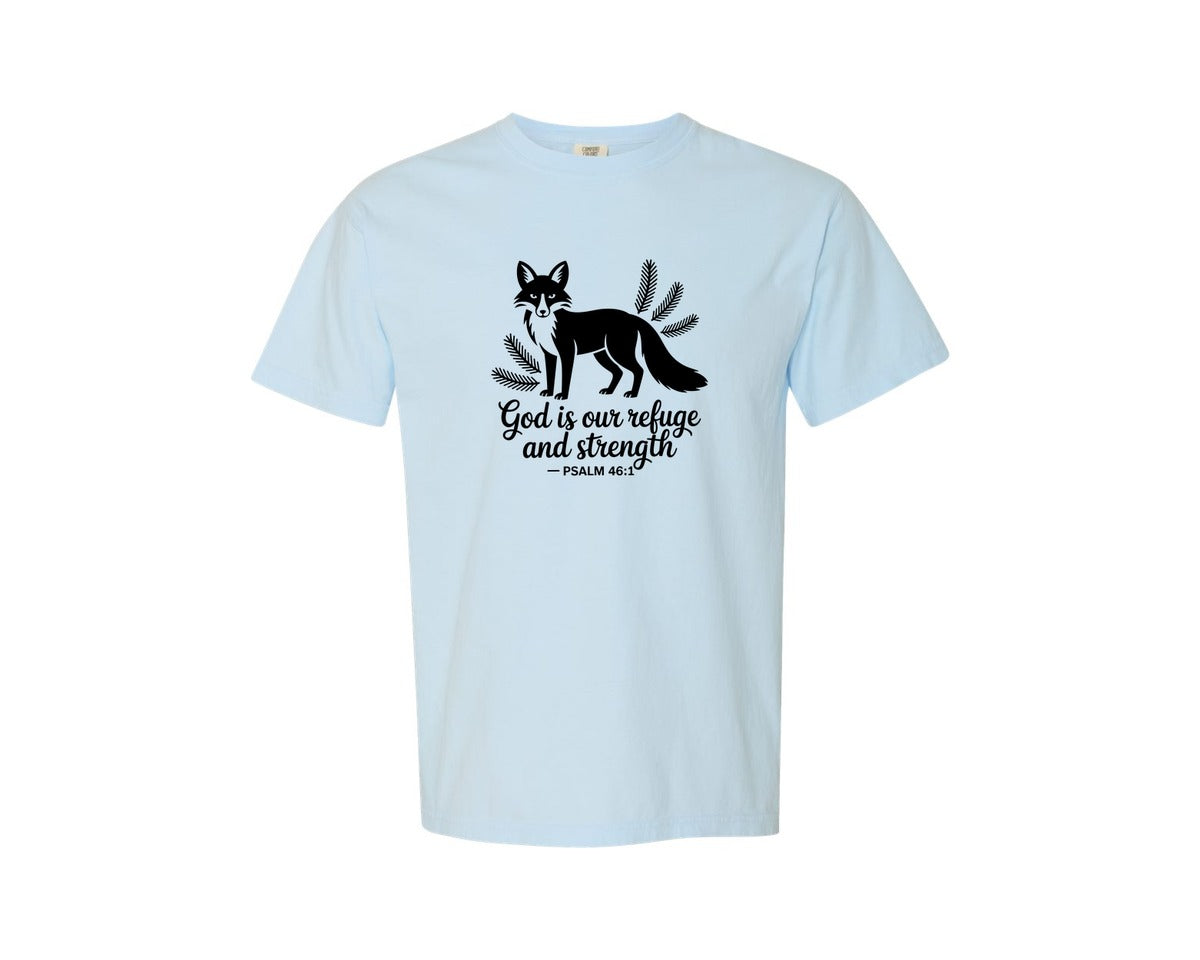 brand:Comfort Colors|color:Chambray|Woodland Animal Scripture Graphic T-Shirt