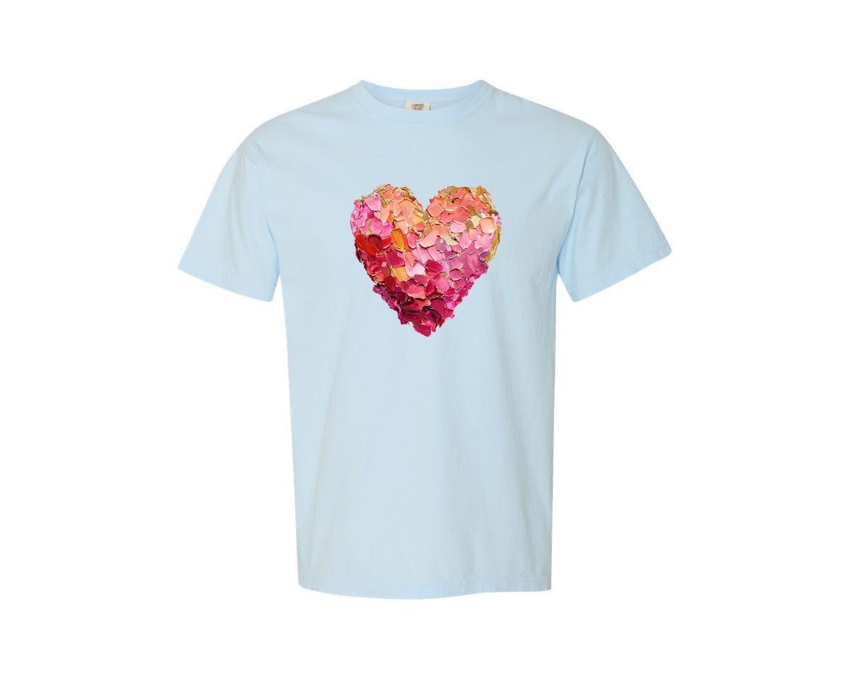 brand:Comfort Colors|color:Chambray|Valentine Day Heart Brushstroke 10 Graphic T-Shirt