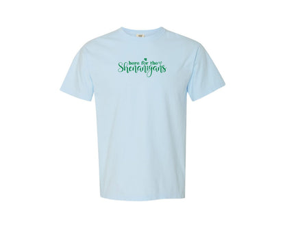 brand:Comfort Colors|color:Chambray|Patricks Day Here For The Shenanigans Graphic T-Shirt