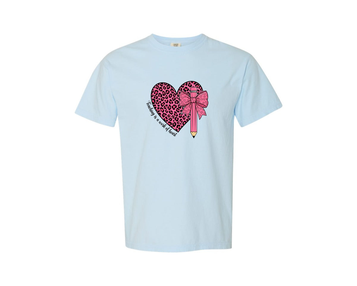 brand:Comfort Colors|color:Chambray|Teaching Is A Work Of Heart 9 Graphic T-Shirt