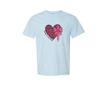 brand:Comfort Colors|color:Chambray|Teaching Is A Work Of Heart 9 Graphic T-Shirt