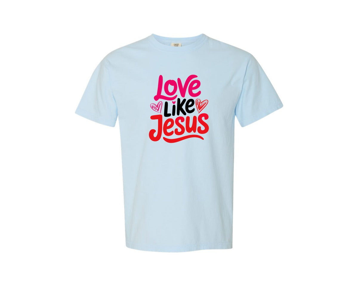 brand:Comfort Colors|color:Chambray|Christian Faith Love Valentines Day Graphic T-Shirt