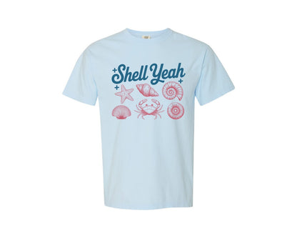 brand:Comfort Colors|color:Chambray|Shell Yeah Starfish Crab Ammonite Graphic T-Shirt