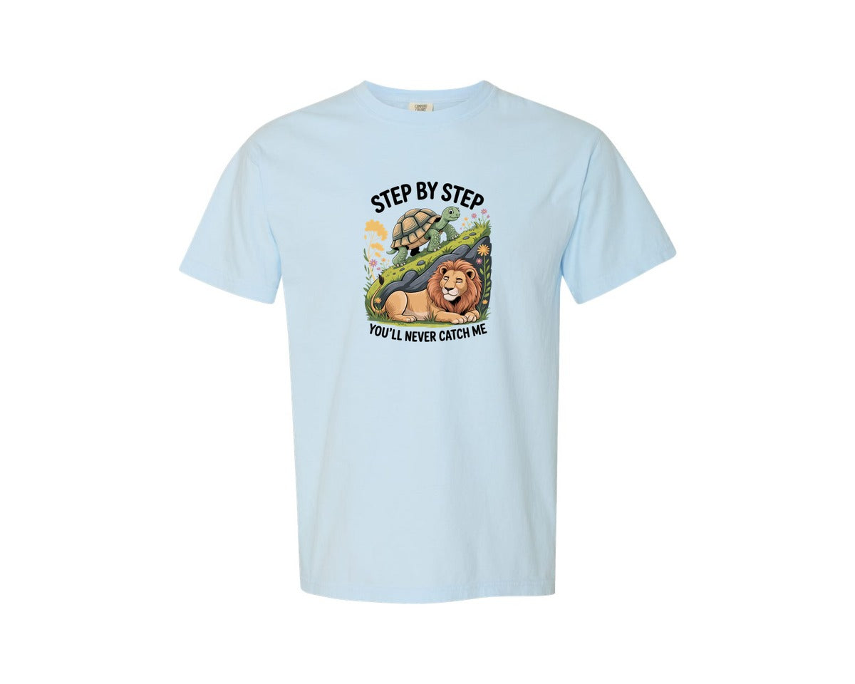 brand:Comfort Colors|color:Chambray|Turtle Lion Funny T Shirt Design Graphic T-Shirt