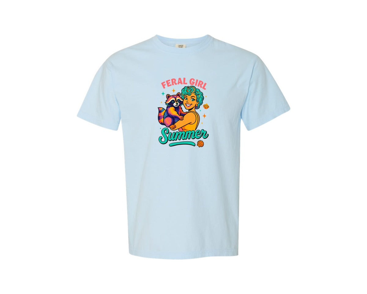 brand:Comfort Colors|color:Chambray|Funny Raccoon T Shirt Graphic T-Shirt