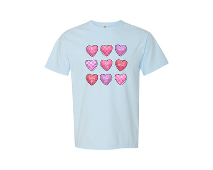brand:Comfort Colors|color:Chambray|Candy Hearts Valentine Conversation 2 Graphic T-Shirt
