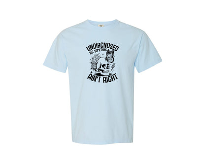 brand:Comfort Colors|color:Chambray|Ross Flower Butterfly Skull Humor Quotes Graphic T-Shirt