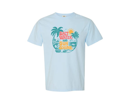 brand:Comfort Colors|color:Chambray|Salt Water Andsunshinepngtropical Beach Graphic T-Shirt
