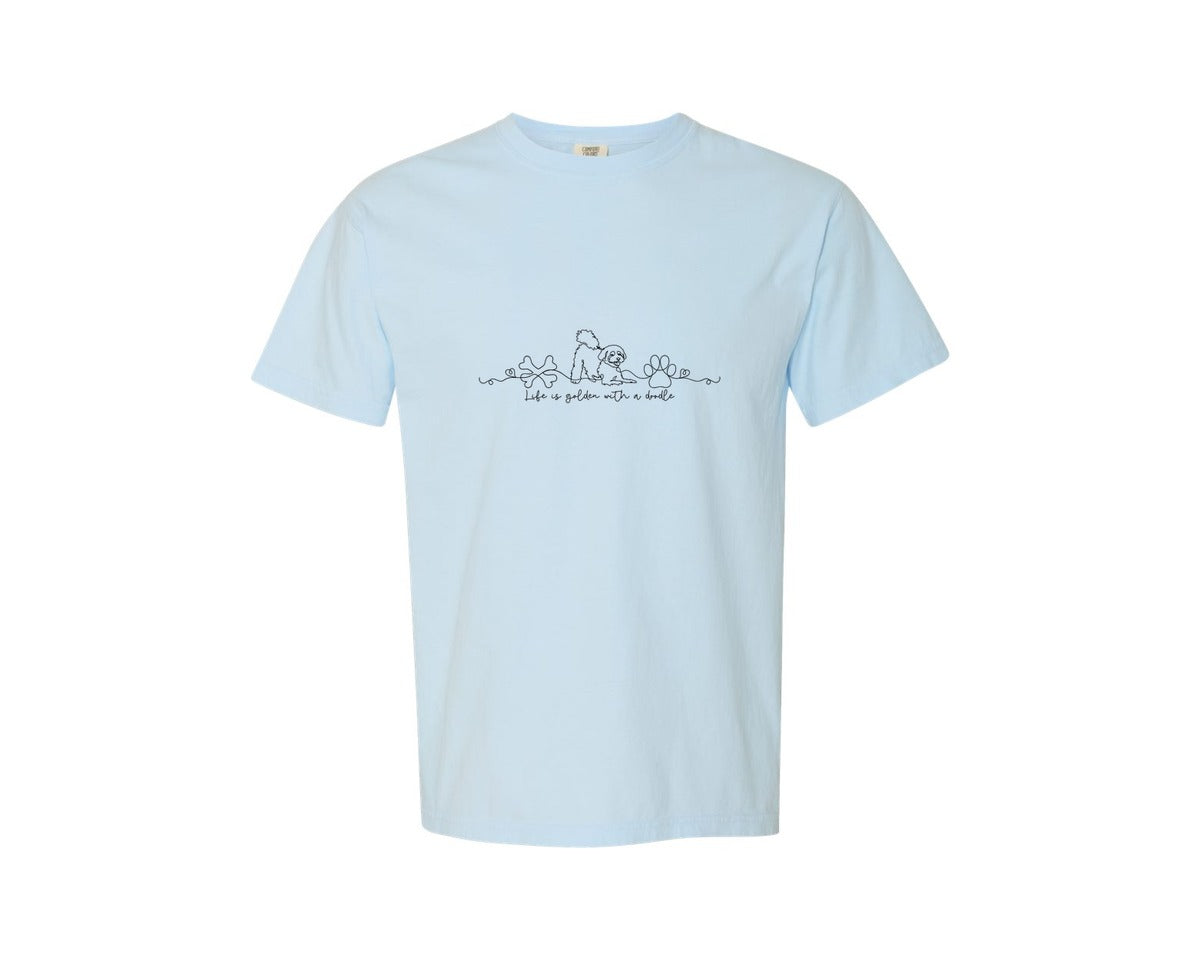 brand:Comfort Colors|color:Chambray|Life Is Golden With A Doodle Graphic T-Shirt