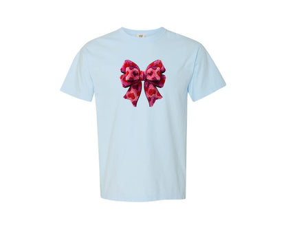 brand:Comfort Colors|color:Chambray|Faux Yarn Coquette Bow Graphic T-Shirt