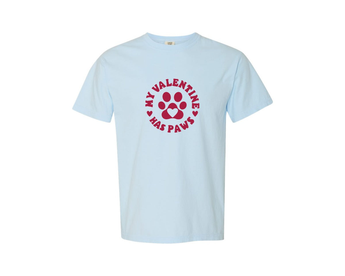 brand:Comfort Colors|color:Chambray|My Dog Is My Valentine Cutting 5 Graphic T-Shirt